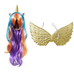 Perruque Licorne Halloween Ailes Or
